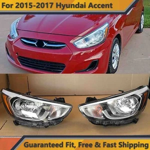 Headlight Assembly for 2015 2016 2017 Hyundai Accent Left Right Pair Halogen 2pc - Picture 1 of 8