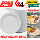 Paper Plates White Disposable Dishes for Wedding Catering Parties 9" (23cm)