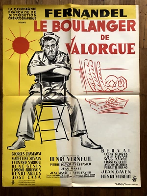 LE BOULANGER DE VALORGUE Fernandel AFFICHE ORIGINALE de 1953 57,5x76cm - Photo 1/4
