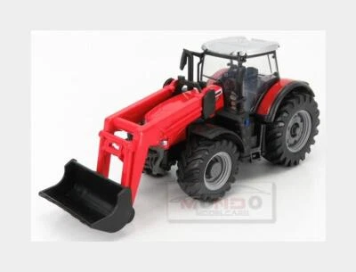 1:32 Burago Massey Ferguson 8740S Tractor With Front Loader Scraper Red BU31633 - Image 1 of 2