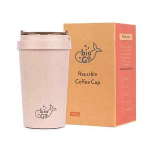 bioGo Rice Husk Fibre BPA-Free Reusable Coffee Cup 350ml - Faded Pink - Picture 1 of 6