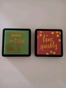 Mirrored Doubled Compacts, 2 ea, "EMBRACE messy hair" & "live sparkly" - Picture 1 of 3