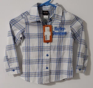Harley-Davidson Little Girls' Big Logo Long Sleeve Toddler Plaid Shirt - Picture 1 of 8