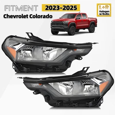Halogen Headlight For 2023-2025 Chevrolet Colorado w/ Bulb Left+Right Pair Foto 1 de 4