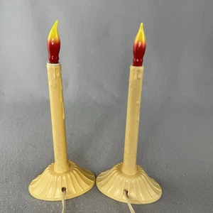 Vintage Noma Christmas Electric Candelabra Plastic Candle Holders Flame Bulbs - Picture 1 of 10