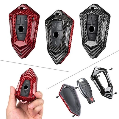 Carbon Fiber Key Fob Case Cover For Mercedes Benz C CLA CLS CLK GLK GLA GLC - Image 1 of 4