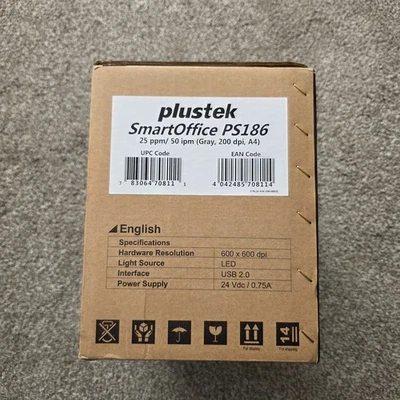 Plustek PS186 highspeed Document Scanner , Duplex, Color OCR function  - Image 1 of 4