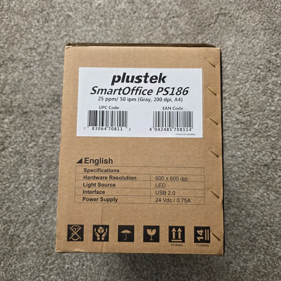 Plustek PS186 highspeed Document Scanner , Duplex, Color OCR function  - Image 1 of 4