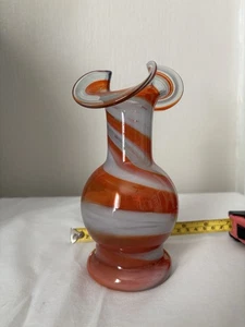 Mid Century Orange/Weiß Swir 7 Zoll Vase - Bild 1 von 11