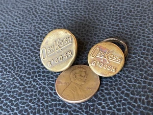 2 Vtg OSH KOSH B’GOSH Advertising Overalls Button Brass Wobble Shank 15mm & 19mm - Picture 1 of 13