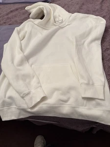 New Adidas White Fleece Hoodie Size 18 L - Picture 1 of 6
