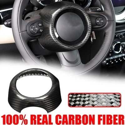 Cubierta de volante interior de fibra de carbono real para Mini Cooper R55 R56 R60 Foto 1 de 4
