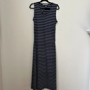 Maxi abito smanicato Ashley Stewart’s donna taglia 18/20 blu a righe costine - Foto 1 di 8