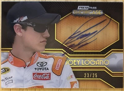 2010 Press Pass Showcase Joey Logano Elite Exhibit Autograph On Card Auto # /25 - Image 1 of 2