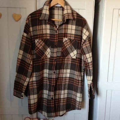 Lovely Ladies Warm Brown Check Brush Cotton Shirt Size 12-14 - Image 1 of 4