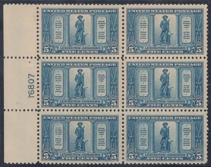 US Stamp #619 XF Lightly Disturbed OG Left Plate Block of 6 CV $190 - Picture 1 of 2