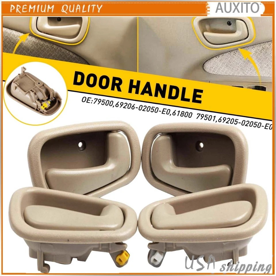 Maçanetas internas traseiras+frontais para 1998-2002 Toyota Corolla Prizm cinza/preto - Imagem 1 de 1