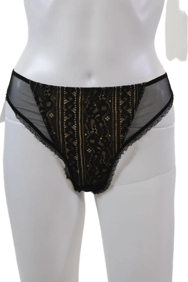 Женские трусики Lise Charmel с высокой талией кружевные сетчатые отделка стринги черные размер 14 - Изображение 1 из 4