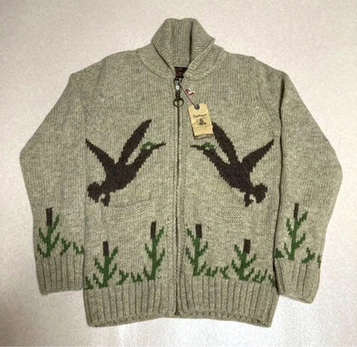 Barbour British Wool Shetland Fabric Cowichan Cardigan Men's Used From Japan - Image 1 of 4