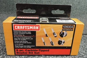 Craftsman 6 PcsCarbide Tipped Router Bit Set Mint Boxed 26004 Case 1/4" Shanks - Picture 1 of 7