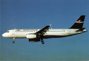 Postcard Airline Aeropostal A320-232 EI-TLO at Miami CC8. - Picture 1 of 2