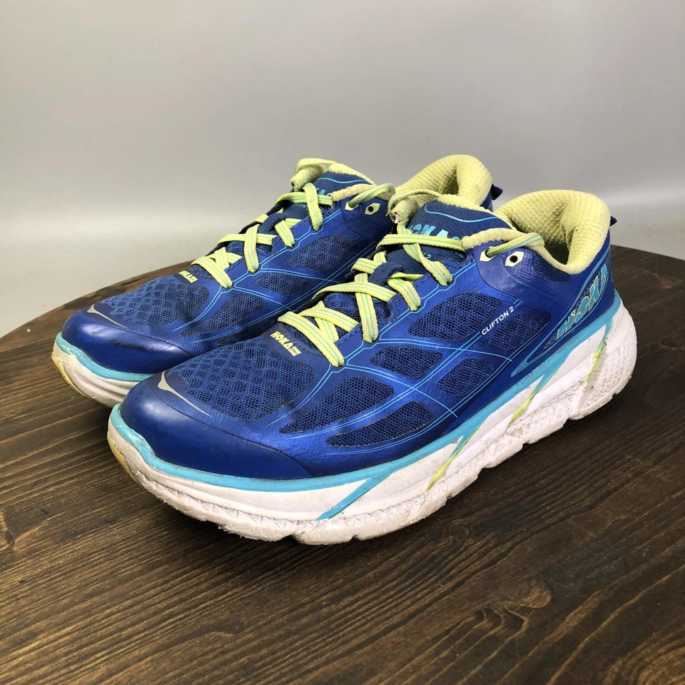 Zapatos para correr Hoka One One Clifton 2 para mujer talla 10 azul lima 1008329 TBSLM Foto 1 de 4
