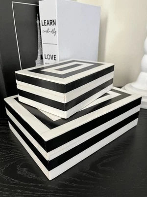 手工同心系列装饰纪念品盒 8 英寸黑白装饰 — 第 1/4 张图片