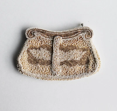 Impresionante bolso de mano con cuentas de 1930. Elegante bolso sin asas nupcial de moda vintage 1933 Foto 1 de 4