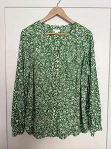 J Jill Top Blouse Womens Sz M Green Floral Long Sleeve Cottagecore Lightweight - Picture 1 of 13