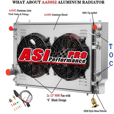 4 ROW Aluminum Radiator&Shroud Fan For 76-1992,78 Jaguar XJS V12 XJ12  5.3L 6.0L Foto 1 de 4