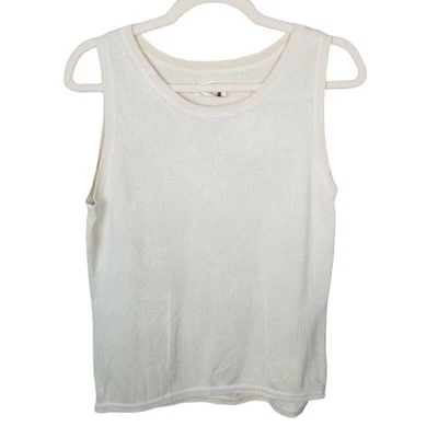 Camiseta sin mangas Tommy Bahama de seda para mujer 8/10 crema sin mangas Top tejido Foto 1 de 4