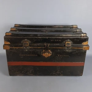 Antico Baule Navale Metallo BRITANNIA TRUNK Newton Shakespeare Raro Primi '900 - Imagen 1 de 18