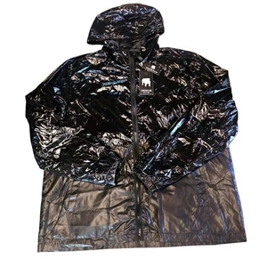 NEW American Stitch Black Shine Hooded Zip Winbreaker Jacket Men's Size L 3377 - Picture 1 of 10