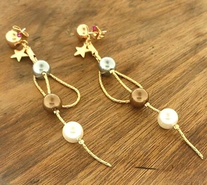 NEW EARRINGS MIX PERLY ORNAMENTS STYLE EXCLUSIVE FASHION ANTIALLERGIC LIGHT ROSE - Picture 1 of 2