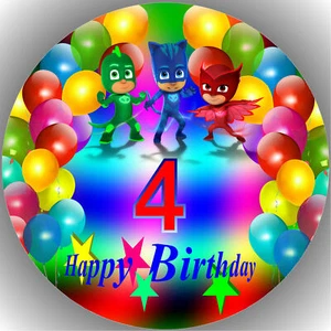 Colocador de tartas cumpleaños imagen de tartas fondant - oblea PJ masks número H4 - Imagen 1 de 1