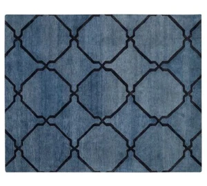New Tonal Oriental Style Blue Color Handmade Tufted 100% Wool Area Rugs & Carpet - Picture 1 of 4