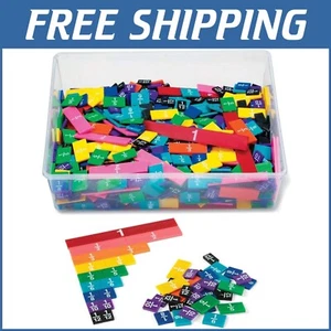 Colorful Rainbow Fraction Tiles - Montessori Math Manipulatives for Grades 4-12 - Picture 1 of 11