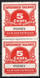 Australia NSW GOVERNMENT RAILWAY 5c Parcel Stamps Pair SYDNEY Mint MM SS3928 - Picture 1 of 6