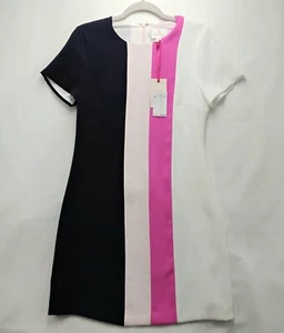 Julie Brown NYC Dress Everest Sheath Navy Pink Short Sleeve Scenecore - Picture 1 of 9