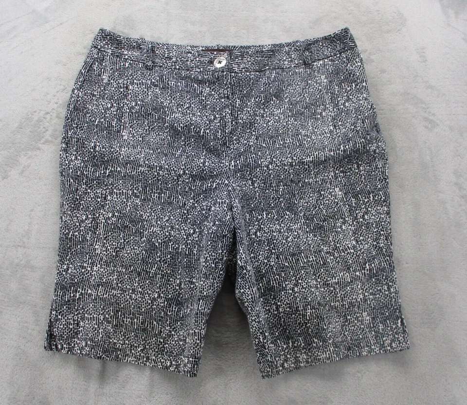 Bermudas para mujer Dana Buchman 12 negras blancas con patrón geométrico elástico Foto 1 de 4