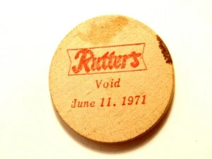Vintage "Rutter's" wooden nickel, expired June 1971 - Picture 1 of 5
