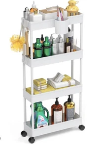5.1" Slim Storage Cart - 4 Tiers Bathroom Organizer Mobile Shelving Unit Storage - Picture 1 of 4