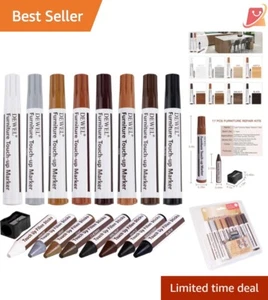 17-Piece Wood Furniture Repair Kit with Touch Up Markers and Wax Sticks - Picture 1 of 12