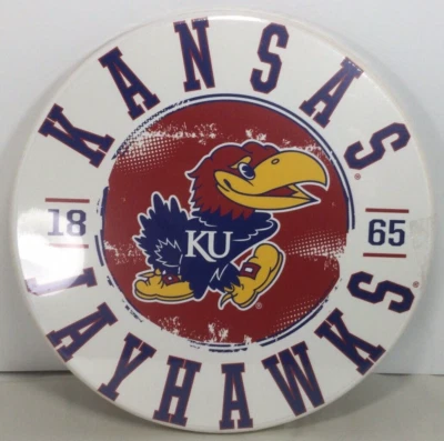 KANSAS JAYHAWKS Circular 11" Wood Sign NEW Fast Free Shipping! - Image 1 of 4