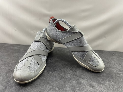 ECCO Sneakers Donna 9.5M Bluma Scarpe Grigio Cross Over Strap Sport Slip On Comfort
