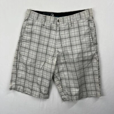 Pantalones Cortos Volcom Para Hombre Talla 30 Piedra Blanco Cuadros Frente Plano Corpo Clase Diamante Logo Foto 1 de 4