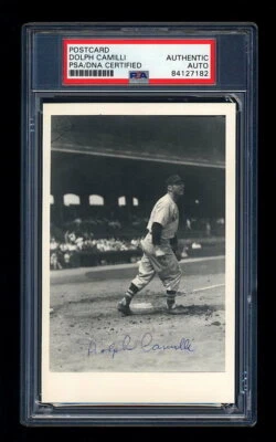DOLPH CAMILLI SIGNED GEORGE BRACE POSTCARD PHOTO PSA/DNA 1945 BOSTON RED SOX - Image 1 of 2