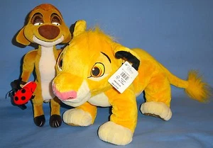 DISNEY STORE PLUSH-THE LION KING SIMBA LARGE 14"long-TIMON MEERKAT LADY BUG-LOT - Picture 1 of 11