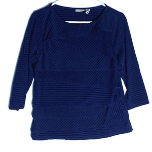Chico's Blau Schwarz 3/4 Arm Top Damen Lagenlook Doppelstreifen Größe 1 - Bild 1 von 6