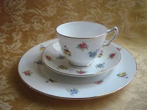 Crown Staffordshire Floral Trio Plate, Saucer and Cup Set, 1930-1974 - Picture 1 of 7